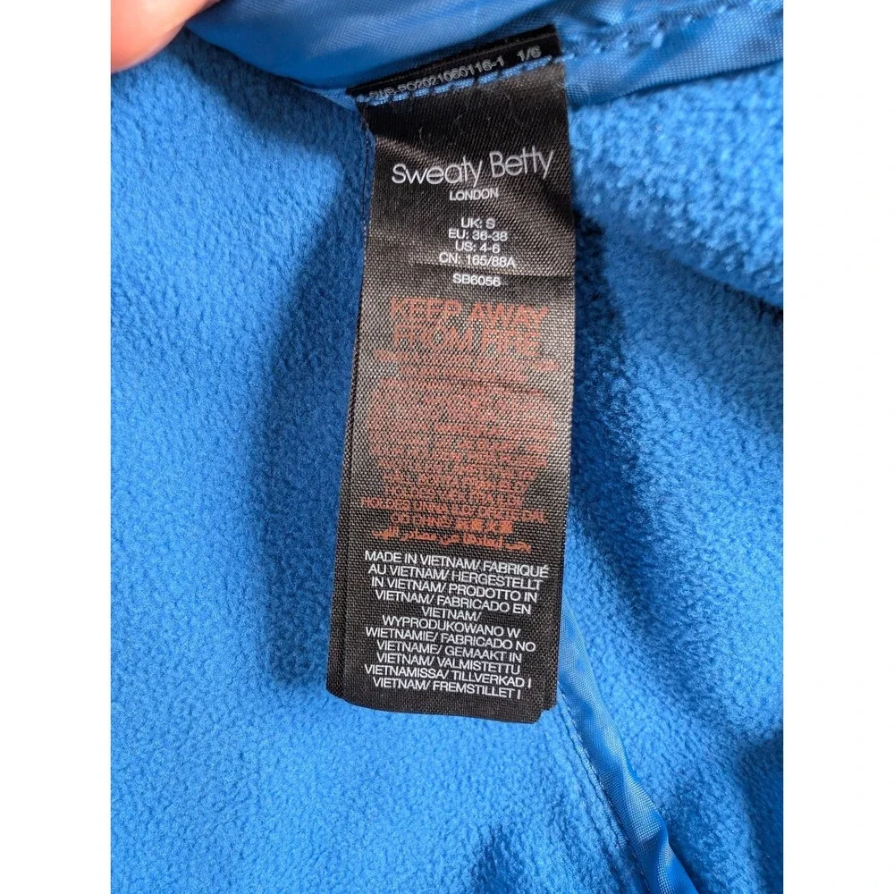Sweaty Betty Accelerate‎ Running Gilet Vest Womens 4-6 US Royal Blue Full Zip